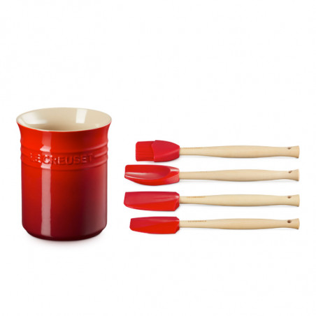 Pot en grès + 4 spatules Le Creuset