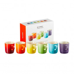 Set van 6 Le Creuset aardewerk Rainbow cappuccinokopjes