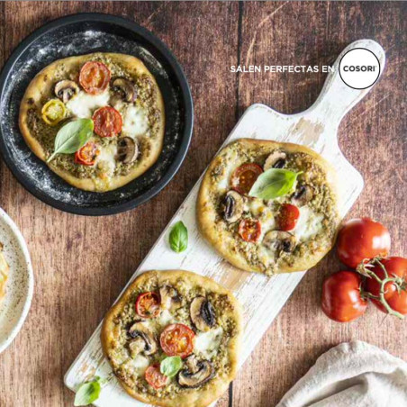 Receta pizza verde del Ebook recetas saludables para COSOR.