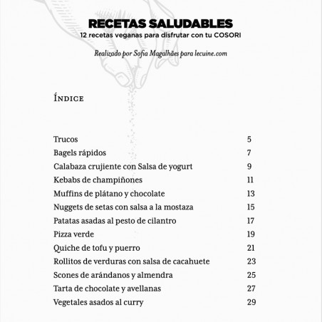 índice del Ebook recetas saludables para COSORI de lecuine.