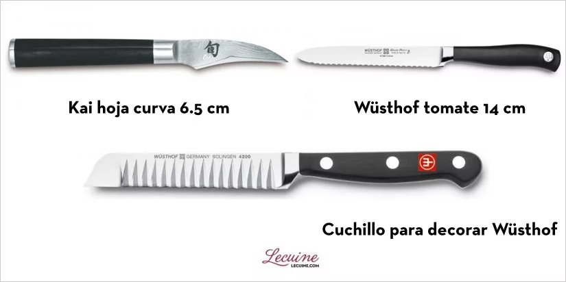 Cuchillo decoración, tomate y hoja curva