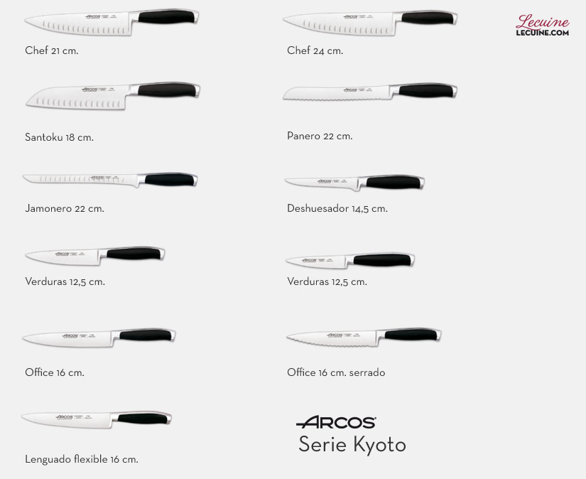 Serie completa de cuchillos Arcos Kyoto