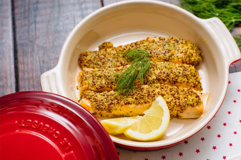 Detalle Salmón al horno con miel y mostaza