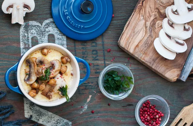 Receta de polenta con champiñones