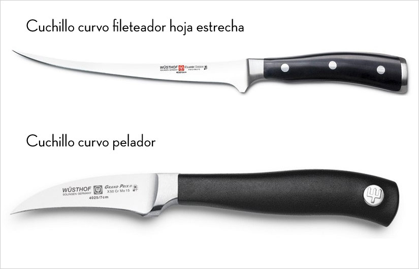 Cuchillo curvo fileteador y pelador